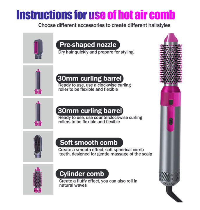 5-in-1 Hair Styler Hot Air Brush – Salon Style at Home